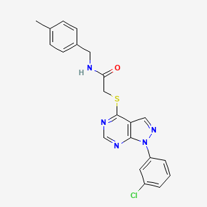 molecular formula C21H18ClN5OS B2586870 2-((1-(3-氯苯基)-1H-吡唑并[3,4-d]嘧啶-4-基)硫代)-N-(4-甲基苄基)乙酰胺 CAS No. 872861-81-9