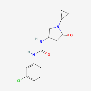 molecular formula C14H16ClN3O2 B2586872 1-(3-Chlorophenyl)-3-(1-cyclopropyl-5-oxopyrrolidin-3-yl)urea CAS No. 1396888-51-9