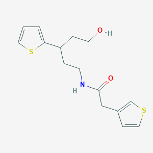 molecular formula C15H19NO2S2 B2586882 N-(5-hydroxy-3-(thiophen-2-yl)pentyl)-2-(thiophen-3-yl)acetamide CAS No. 2034312-16-6