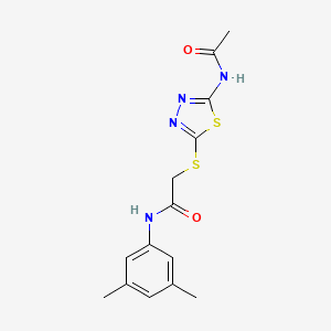 molecular formula C14H16N4O2S2 B2586883 2-((5-acetamido-1,3,4-thiadiazol-2-yl)thio)-N-(3,5-dimethylphenyl)acetamide CAS No. 392296-05-8