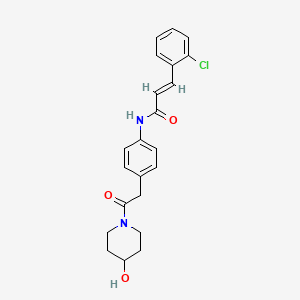 (E)-3-(2-chlorophenyl)-N-(4-(2-(4-hydroxypiperidin-1-yl)-2-oxoethyl)phenyl)acrylamide