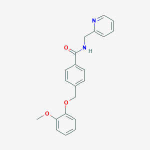 molecular formula C21H20N2O3 B258690 4-[(2-methoxyphenoxy)methyl]-N-(pyridin-2-ylmethyl)benzamide 