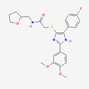 2-((2-(3,4-dimethoxyphenyl)-5-(4-fluorophenyl)-1H-imidazol-4-yl)thio)-N-((tetrahydrofuran-2-yl)methyl)acetamide