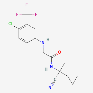 molecular formula C15H15ClF3N3O B2586929 2-{[4-chloro-3-(trifluoromethyl)phenyl]amino}-N-(1-cyano-1-cyclopropylethyl)acetamide CAS No. 1036694-57-1