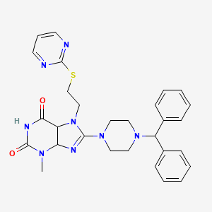 8-[4-(diphenylmethyl)piperazin-1-yl]-3-methyl-7-[2-(pyrimidin-2-ylsulfanyl)ethyl]-2,3,6,7-tetrahydro-1H-purine-2,6-dione