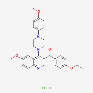 molecular formula C30H32ClN3O4 B2586935 盐酸3-(4-乙氧基苯甲酰)-6-甲氧基-4-[4-(4-甲氧基苯基)哌嗪-1-基]喹啉 CAS No. 2097899-46-0