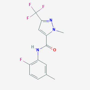 molecular formula C13H11F4N3O B258694 N-(2-fluoro-5-methylphenyl)-1-methyl-3-(trifluoromethyl)-1H-pyrazole-5-carboxamide 