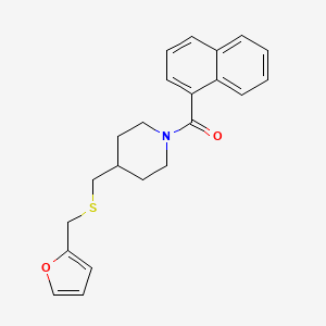 molecular formula C22H23NO2S B2586940 (4-(((Furan-2-ylmethyl)thio)methyl)piperidin-1-yl)(naphthalen-1-yl)methanone CAS No. 1396859-22-5
