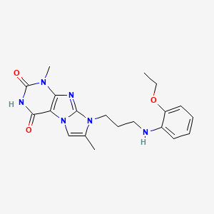 molecular formula C20H24N6O3 B2586948 8-(3-((2-乙氧苯基)氨基)丙基)-1,7-二甲基-1H-咪唑并[2,1-f]嘌呤-2,4(3H,8H)-二酮 CAS No. 923129-49-1