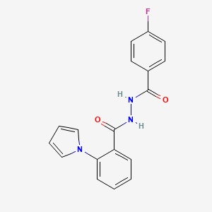 molecular formula C18H14FN3O2 B2586950 N'-(4-氟代苯甲酰)-2-(1H-吡咯-1-基)苯甲酰肼 CAS No. 478063-01-3