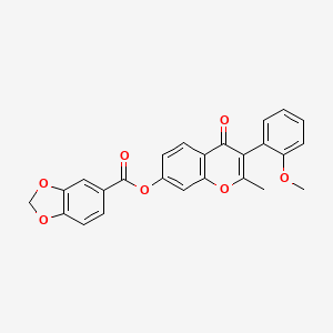 molecular formula C25H18O7 B2586958 3-(2-methoxyphenyl)-2-methyl-4-oxo-4H-chromen-7-yl benzo[d][1,3]dioxole-5-carboxylate CAS No. 637752-90-0