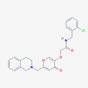 molecular formula C24H23ClN2O4 B2586959 N-(2-氯苄基)-2-((6-((3,4-二氢异喹啉-2(1H)-基)甲基)-4-氧代-4H-吡喃-3-基)氧基)乙酰胺 CAS No. 898439-89-9