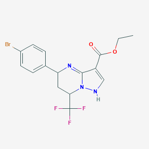 molecular formula C16H15BrF3N3O2 B258696 ethyl 5-(4-bromophenyl)-7-(trifluoromethyl)-1,5,6,7-tetrahydropyrazolo[1,5-a]pyrimidine-3-carboxylate 