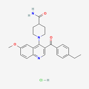 1-[3-(4-Ethylbenzoyl)-6-methoxyquinolin-4-yl]piperidine-4-carboxamide hydrochloride