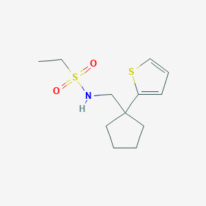 molecular formula C12H19NO2S2 B2586964 N-((1-(噻吩-2-基)环戊基)甲基)乙磺酰胺 CAS No. 1209141-88-7