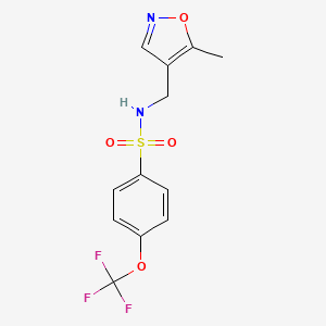 molecular formula C12H11F3N2O4S B2586965 N-((5-methylisoxazol-4-yl)methyl)-4-(trifluoromethoxy)benzenesulfonamide CAS No. 2034338-51-5