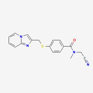 molecular formula C18H16N4OS B2586978 N-(cyanomethyl)-4-[({imidazo[1,2-a]pyridin-2-yl}methyl)sulfanyl]-N-methylbenzamide CAS No. 1241282-11-0