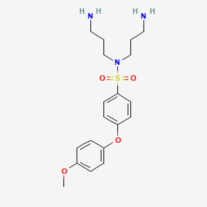 molecular formula C19H27N3O4S B2586980 N,N-bis(3-aminopropyl)-4-(4-methoxyphenoxy)benzene-1-sulfonamide CAS No. 1803609-70-2