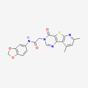 molecular formula C20H16N4O4S B2586985 N-(苯并[d][1,3]二氧杂环戊-5-基)-2-(7,9-二甲基-4-氧代吡啶并[3',2':4,5]噻吩并[3,2-d]嘧啶-3(4H)-基)乙酰胺 CAS No. 946385-17-7