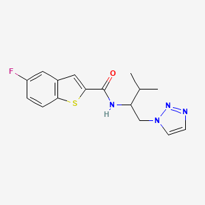 molecular formula C16H17FN4OS B2586988 5-fluoro-N-(3-metil-1-(1H-1,2,3-triazol-1-il)butan-2-il)benzo[b]tiofeno-2-carboxamida CAS No. 2034306-77-7