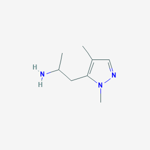 molecular formula C8H15N3 B2586992 1-(2,4-Dimethylpyrazol-3-yl)propan-2-amine CAS No. 1378239-52-1