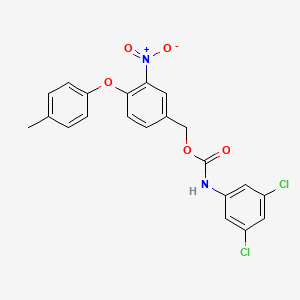 molecular formula C21H16Cl2N2O5 B2586994 [4-(4-甲基苯氧基)-3-硝基苯基]甲基 N-(3,5-二氯苯基)氨基甲酸酯 CAS No. 338960-70-6