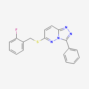 molecular formula C18H13FN4S B2586998 6-((2-Fluorobenzyl)thio)-3-phenyl-[1,2,4]triazolo[4,3-b]pyridazine CAS No. 852372-86-2