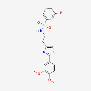 molecular formula C19H19FN2O4S2 B2586999 N-(2-(2-(3,4-dimethoxyphenyl)thiazol-4-yl)ethyl)-3-fluorobenzenesulfonamide CAS No. 863512-43-0