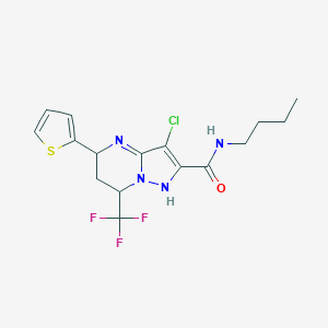 molecular formula C16H18ClF3N4OS B258700 N-butyl-3-chloro-5-thiophen-2-yl-7-(trifluoromethyl)-1,5,6,7-tetrahydropyrazolo[1,5-a]pyrimidine-2-carboxamide 