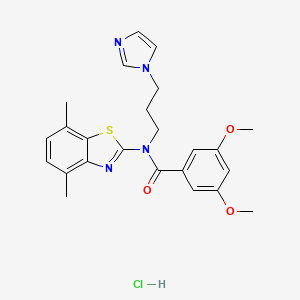 molecular formula C24H27ClN4O3S B2587010 Chlorhydrate de N-(3-(1H-imidazol-1-yl)propyl)-N-(4,7-diméthylbenzo[d]thiazol-2-yl)-3,5-diméthoxybenzamide CAS No. 1215648-38-6