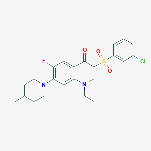 molecular formula C24H26ClFN2O3S B2587025 3-((3-chlorophenyl)sulfonyl)-6-fluoro-7-(4-methylpiperidin-1-yl)-1-propylquinolin-4(1H)-one CAS No. 892757-83-4