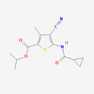 molecular formula C14H16N2O3S B258703 Isopropyl 4-cyano-5-[(cyclopropylcarbonyl)amino]-3-methyl-2-thiophenecarboxylate 