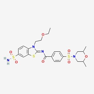 molecular formula C24H30N4O7S3 B2587031 (Z)-4-((2,6-二甲基吗啉)磺酰基)-N-(3-(2-乙氧基乙基)-6-磺酰氨基苯并[d]噻唑-2(3H)-亚甲基)苯甲酰胺 CAS No. 865173-92-8