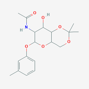 molecular formula C18H25NO6 B2587033 N-(8-hydroxy-2,2-dimethyl-6-(m-tolyloxy)hexahydropyrano[3,2-d][1,3]dioxin-7-yl)acetamide CAS No. 1173182-78-9