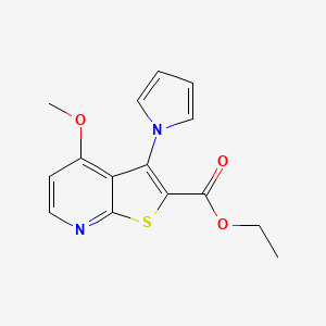 molecular formula C15H14N2O3S B2587042 ethyl 4-methoxy-3-(1H-pyrrol-1-yl)thieno[2,3-b]pyridine-2-carboxylate CAS No. 478262-61-2