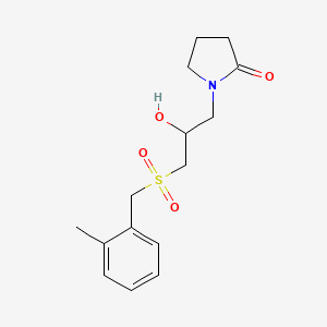 molecular formula C15H21NO4S B2587044 1-{2-Hydroxy-3-[(2-methylbenzyl)sulfonyl]propyl}-2-pyrrolidinone CAS No. 400083-34-3
