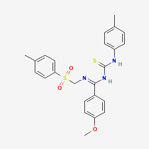 molecular formula C24H25N3O3S2 B2587054 4-methoxy-N-[(4-methylphenyl)carbamothioyl]-N'-{[(4-methylphenyl)sulfonyl]methyl}benzenecarboximidamide CAS No. 173276-36-3