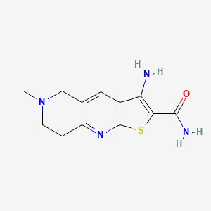 molecular formula C12H14N4OS B2587066 3-Amino-6-methyl-5,6,7,8-tetrahydrothieno[2,3-b][1,6]naphthyridine-2-carboxamide CAS No. 328068-90-2