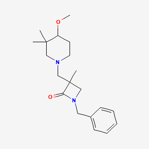 molecular formula C20H30N2O2 B2587072 1-Benzyl-3-[(4-methoxy-3,3-dimethylpiperidin-1-yl)methyl]-3-methylazetidin-2-one CAS No. 2418643-56-6
