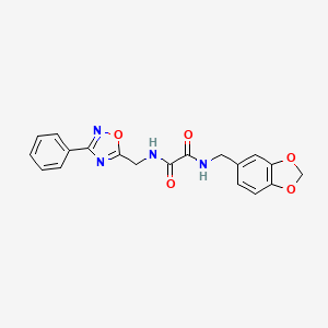 molecular formula C19H16N4O5 B2587075 N1-(benzo[d][1,3]dioxol-5-ylmethyl)-N2-((3-phenyl-1,2,4-oxadiazol-5-yl)methyl)oxalamide CAS No. 1206999-61-2