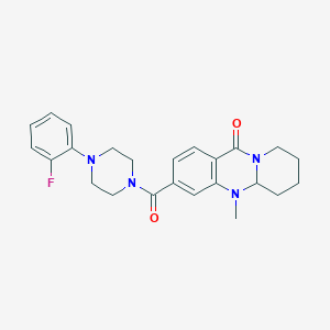 molecular formula C24H27FN4O2 B2587082 3-[4-(2-fluorophenyl)piperazine-1-carbonyl]-5-methyl-5H,5aH,6H,7H,8H,9H,11H-pyrido[2,1-b]quinazolin-11-one CAS No. 1574576-94-5