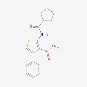molecular formula C18H19NO3S B258709 Methyl 2-[(cyclopentylcarbonyl)amino]-4-phenyl-3-thiophenecarboxylate 