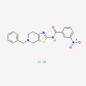 molecular formula C20H19ClN4O3S B2587101 N-(5-benzyl-4,5,6,7-tetrahydrothiazolo[5,4-c]pyridin-2-yl)-3-nitrobenzamide hydrochloride CAS No. 1189996-71-1