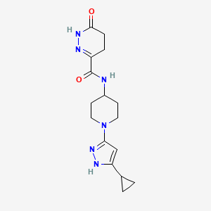 molecular formula C16H22N6O2 B2587105 N-(1-(5-cyclopropyl-1H-pyrazol-3-yl)piperidin-4-yl)-6-oxo-1,4,5,6-tetrahydropyridazine-3-carboxamide CAS No. 2034209-85-1