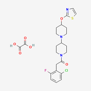 molecular formula C23H27ClFN3O6S B2587121 2-(2-Chloro-6-fluorophenyl)-1-(4-(thiazol-2-yloxy)-[1,4'-bipiperidin]-1'-yl)ethanone oxalate CAS No. 2034441-53-5