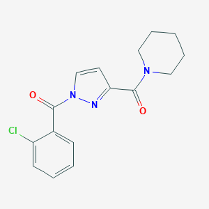 molecular formula C16H16ClN3O2 B258713 1-{[1-(2-chlorobenzoyl)-1H-pyrazol-3-yl]carbonyl}piperidine 