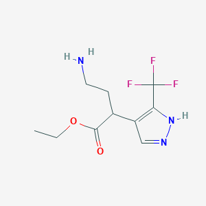 molecular formula C10H14F3N3O2 B2587131 Ethyl 4-amino-2-[5-(trifluoromethyl)-1H-pyrazol-4-yl]butanoate CAS No. 2287342-77-0