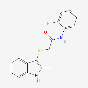 molecular formula C17H15FN2OS B2587144 N-(2-氟苯基)-2-((2-甲基-1H-吲哚-3-基)硫代)乙酰胺 CAS No. 536701-85-6