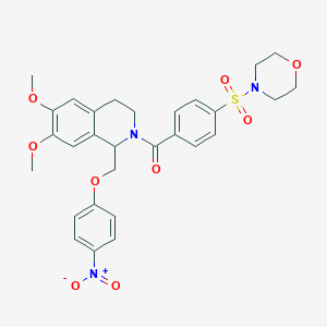 (6,7-dimethoxy-1-((4-nitrophenoxy)methyl)-3,4-dihydroisoquinolin-2(1H)-yl)(4-(morpholinosulfonyl)phenyl)methanone