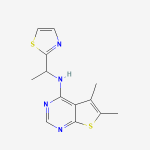 molecular formula C13H14N4S2 B2587150 5,6-dimethyl-N-[1-(1,3-thiazol-2-yl)ethyl]thieno[2,3-d]pyrimidin-4-amine CAS No. 1379153-13-5